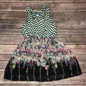 Truly Me Blouson Dress with Chevron Print